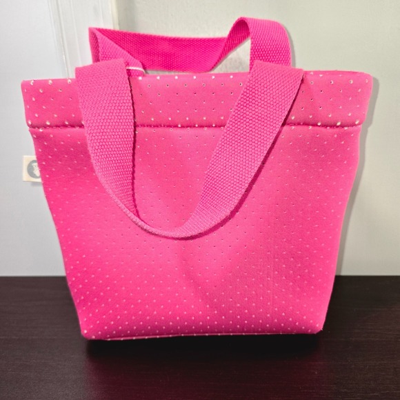 Quilted Koala Mini Tote Bag Hot Pink Polka Dot Small Purse Lunch Cosmetic QK-MTO - Picture 1 of 9